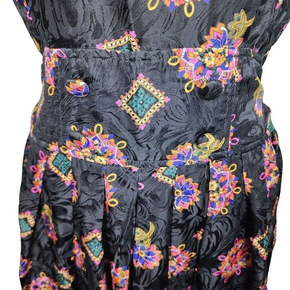 Karin Stevens Vintage Silk Short Sleeve Blouson Dress Womens Size 8 Black - Picture 2 of 6